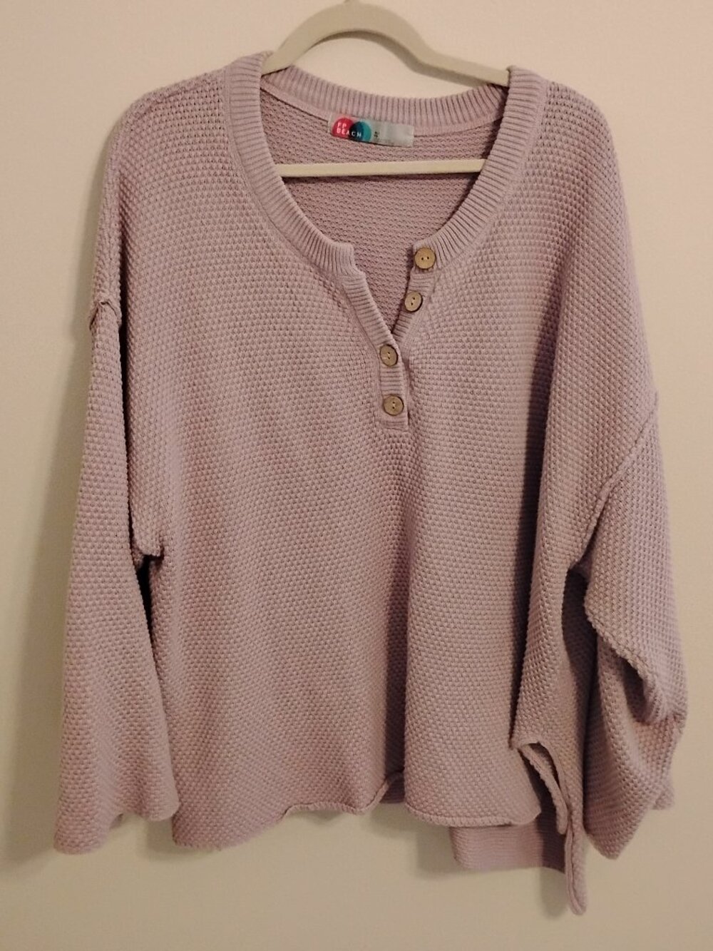 EUC Free People Beach Oversized Knit Sweater-Light Lavender - Picture 3 of 5